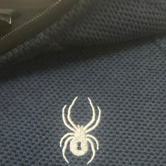 SPYDER Boundless Half Zip Hooded Waffle Knit  Sweater Frontier Blue Size Large - Picture 6 of 13